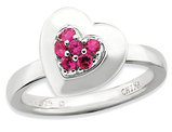Synthetic Lab Created Ruby Heart Promise Ring in Sterling Silver 1/4 Carat (ctw)